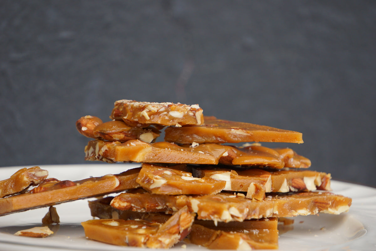 Toasted almond toffee with sea salt flakes Lulo's Sweet & Savory